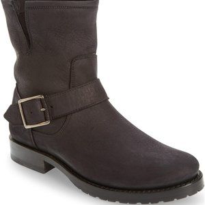 FRYE 'Natalie' Engineer MOTO BUCKLE BIKER Boot BLACK NUBUCK 5.5 B(K1)